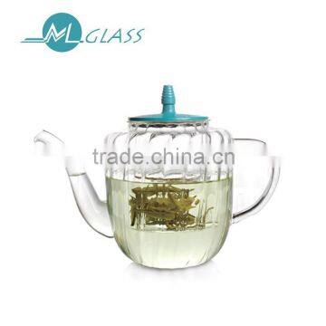 wholesale 1000ml pyrex glass teapot with stainless infuser plastic lid high borosilicate glassware N6418