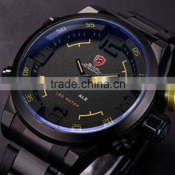 Military SHARK Analog LED Stainless Steel Sport Quartz Wrist Men Digital Watch photo-3