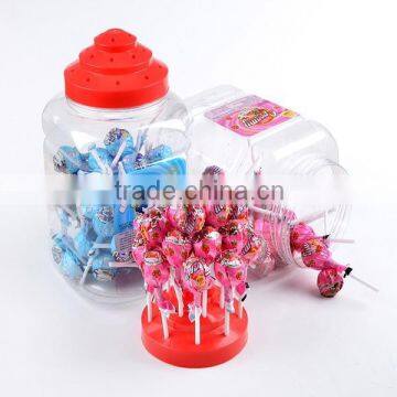 Big round whistle plastic sticks decorative fruit flavour lollipop candy brand