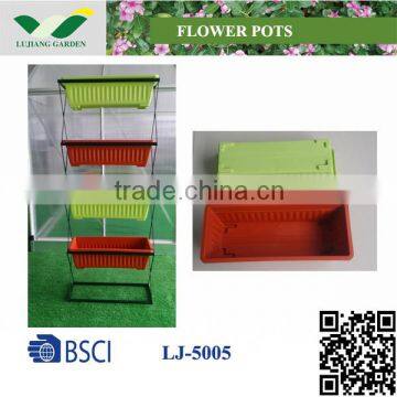 Vertical rectangular plastic gardening flower pots / plant container LJ-5005