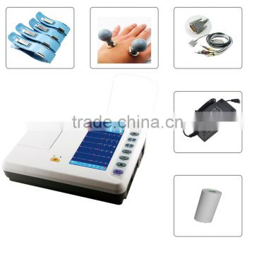 CE approved 7 Inch Six Channel Color touch screen 6-channel portable ECG machine