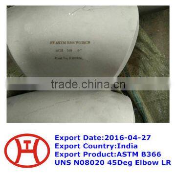 ASTM B366 UNS N08020 45Deg Elbow LR