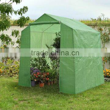 walk-in greenhouse,PE cover,two doors in the front and bank