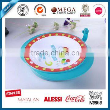 Blue color 100% melamine plate with pp underpan, Water flooding warmming baby bowl, kitchen food prep container