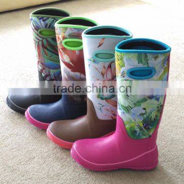 Ladies Fashion Printings Waterproof Neoprene Boots