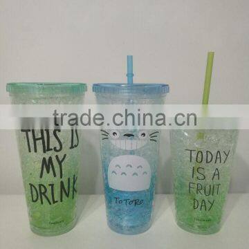 Hot Selling Double Wall Plastic Freeze Ice Straw Drinking Cup photo-4
