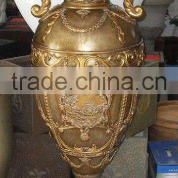 Fiberglass, FRP/GRP Flower pot, Planter vintage golden