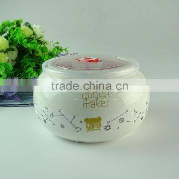 Cheap stocked white ceramic jar , sugar pot with decal in stock