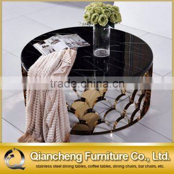 2017 new design black marble top round coffee table
