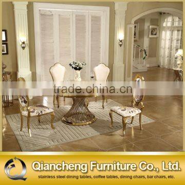 Fancy Round Marble Top Metal Banquet Table with Rotary Marble