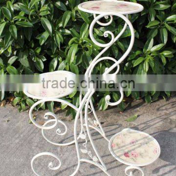 3 tier metal wrought iron corner flower plant pot stand