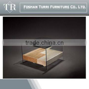 Modern Travertine With Movable Glass Surface Tea Table photo-2