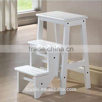 2016 new beech wood 3 tier Folding Step Stool with groove to avoid slip ladder step stool