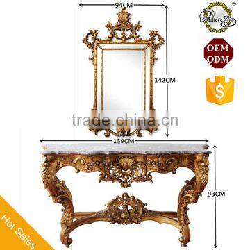 Living Room Furniture Set Antique Console Table with Framed Mirror
