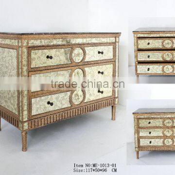3 drawers living room furniture solid wood with antique mirror cabinet