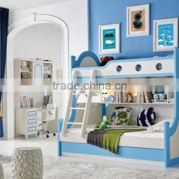 MJ666B Boys& Girls Pink Blue Bunk Bed Bedroom Set Wooden Children Bunk Bed Set Kid's Funny Furniture Set photo-2