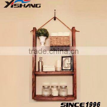 Rustic 3 tiers hanging home wall shelf wood