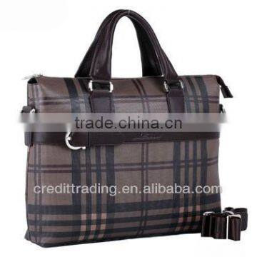 Fashion Mens PU Briefcase /Computer Bag with Plaid Surface