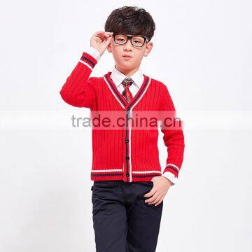 Boys and Girls Red Color School Uniform Sweater With Custom Logo photo-3