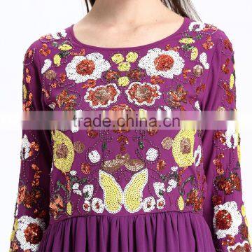 2017 Lady Maxi Beaded and Sequin Long One Piece Latest Design Dress photo-2