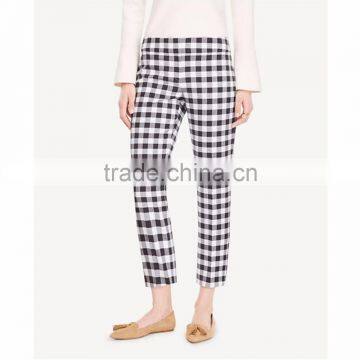 Good Quality Mid Rise Stripped Casual Loose Wide Leg Woman Crop Pants