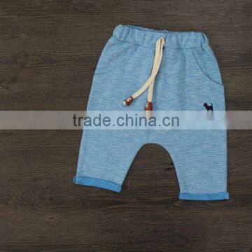 Pure colour korea PP pants boy cropped trousers with pocket