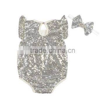Sequin Baby Romper Toddler Rompers Newborn Baby Clothes With Bow photo-5