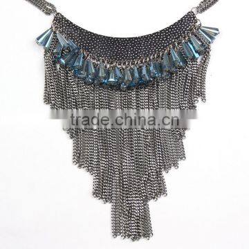 New Design Bohemian Style Multi Chain Tassel Crystal Pendant Necklaces photo-6