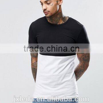 Customize men longline muscle slim fit contrast color blank t-shirt