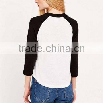 Crew Neck Wholesale 3/4sleeve Blank t Shirt Ringer t Shirt photo-4