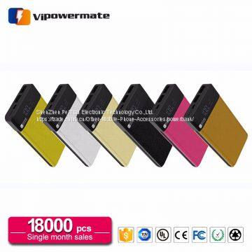 New design leather rohs polymer cell mobile phone power bank charger 10000mah with dual USB