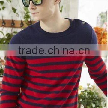 2015 wholesale high quality striped pattern 12gg cashmere wool sweater design for man