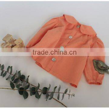 Yiwu Mingzhen Garment Shirt Linen Icing Girls Shirts Doll Collar Orange Shirt photo-2