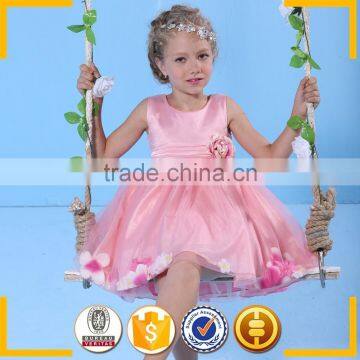 Rose Red Casual Loose Fit Summer Smocked Dresses Party Frocks for Girls photo-2