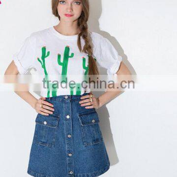 EY0309A 2015 Europe and America Fashion single-breasted A-line dress/Skinny jeans skirt of tall waist