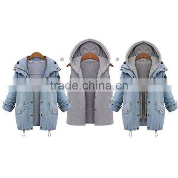 Women Two Piece Coat Hood Parka Overcoat Jacket Outwear photo-4