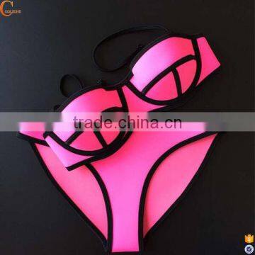 2017 Swimsuit Factory Color Block Swimwear for Woman