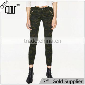 2017 Khaki Ankle Cargo Woodland Camouflage Pants for Women