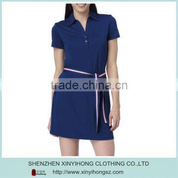 Dry wicking golf wear fashion golf dresses with belt