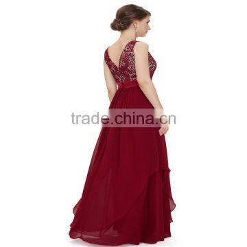 Hot Wedding Dress for Lace Jointing Chiffon Floor Length Dresses,sleeveless High Waist Empty Back Apparel OEM photo-2
