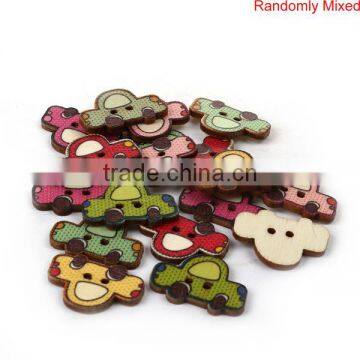 2 Holes At Random Car Shape Wood Sewing Buttons photo-3