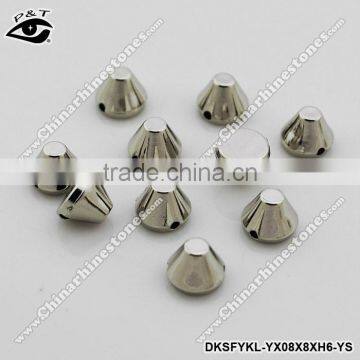 8x6mm silver cone shape sew on spike studs for shoes clothing