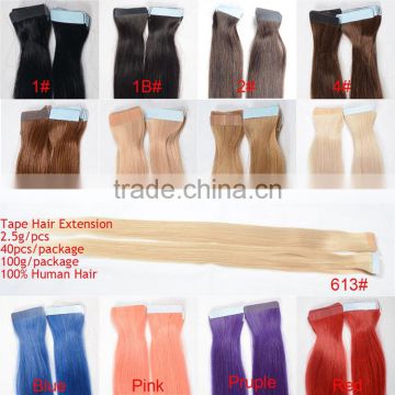 Xuchang Hair Factory Wholesale Price Tape Hair Extensions 100% Human Hair, Unprocessed Virgin Remy Human Hair, 100 Human Hair