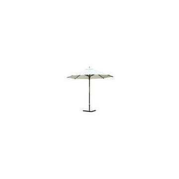 White Parasol Outdoor Sun Umbrella with Wooden Pole , Outdoor Market Umbrella