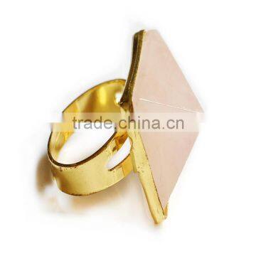 Pyramid Crystal Natural Stone Amethyst Pendant Ring photo-5