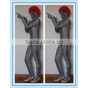 wholesale adult and kids lycra spandex grey snake zentai suit