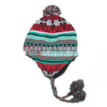 earflaps hat with pompoms for girls