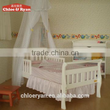 White and wine red baby pine wood toddler adult baby bed with mosquito net