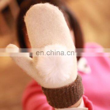 2016 Newest Hot New Wool Knit Lady Fur Ball Gloves Fashion Gloves