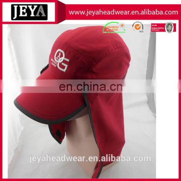 Custom microfiber ear flaps flat brim cap hiking hunting Outdoor red sports caps